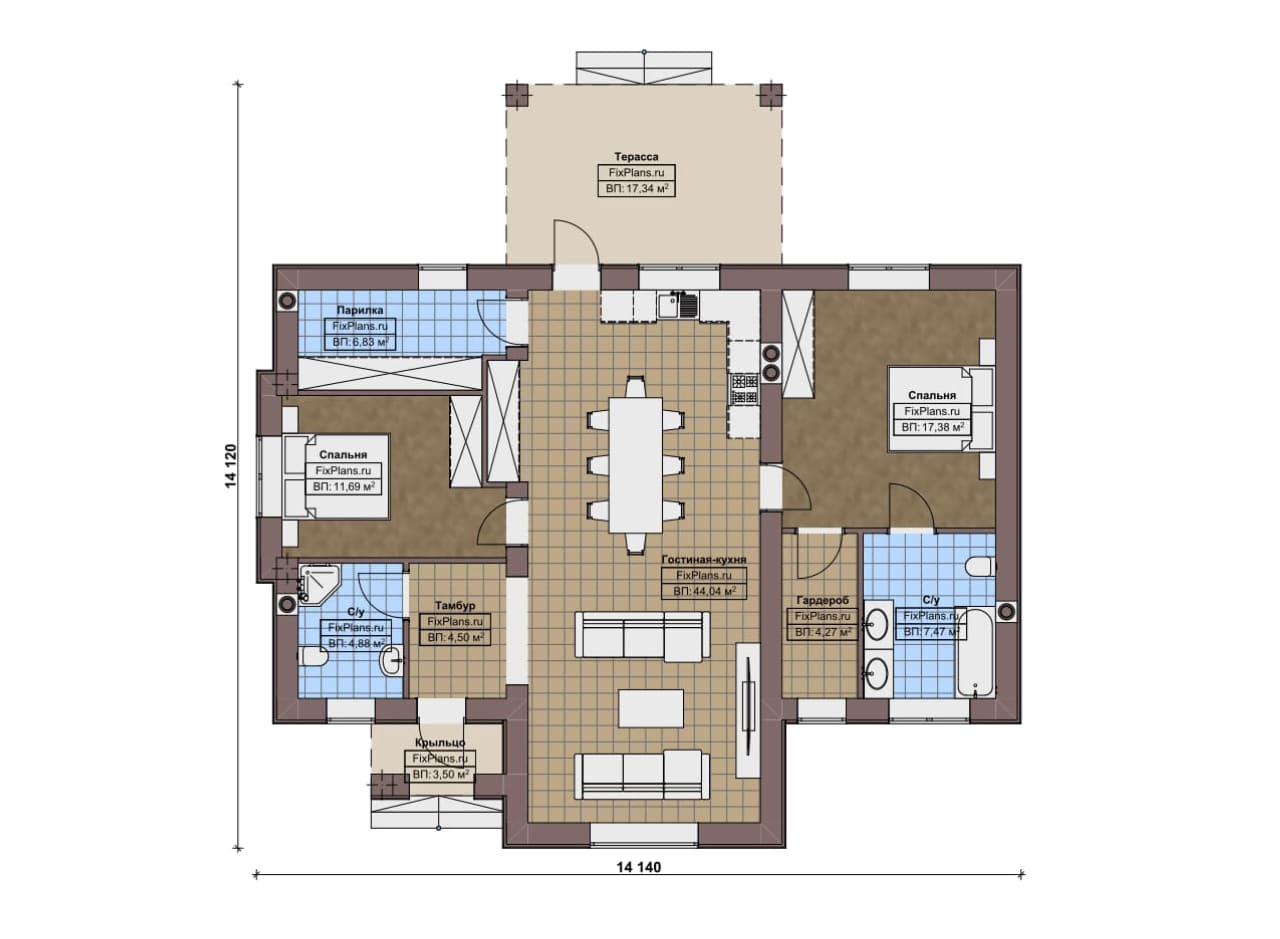 Планировка Одноэтажный дом F-16712