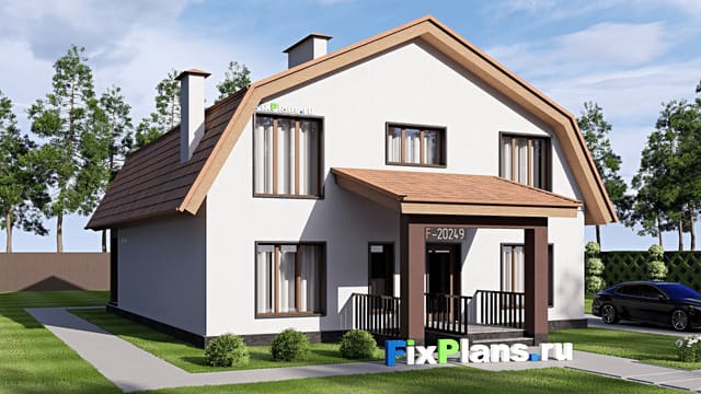 Одноэтажный дом с мансардой  F-20249
