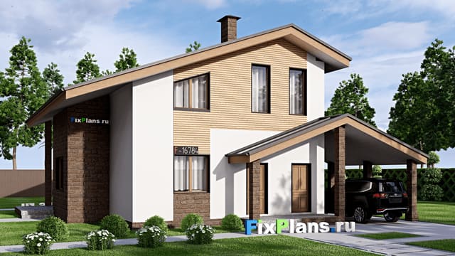 Одноэтажный дом с мансардой  F-16784